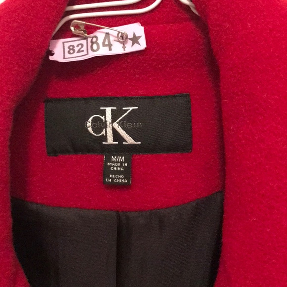 Red Calvin Klein Pea Coat - Picture 3 of 7